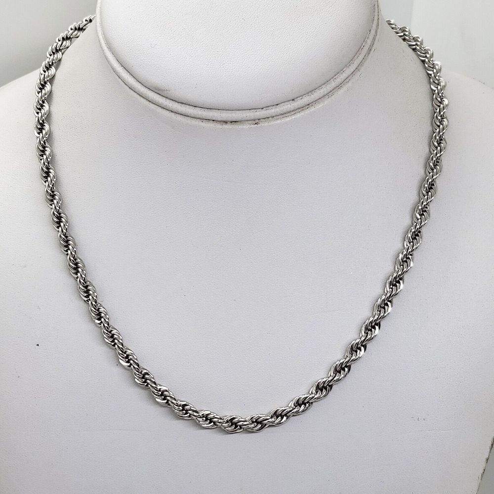 Vintage Silver Tone Rope‎ Chain Necklace